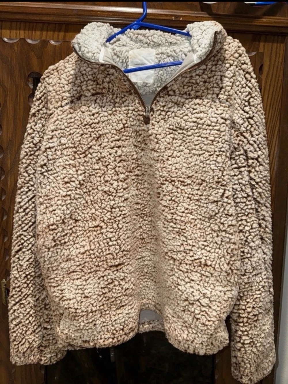 Thread & Supply Plush Sherpa Half-Zip Jacket - Cream